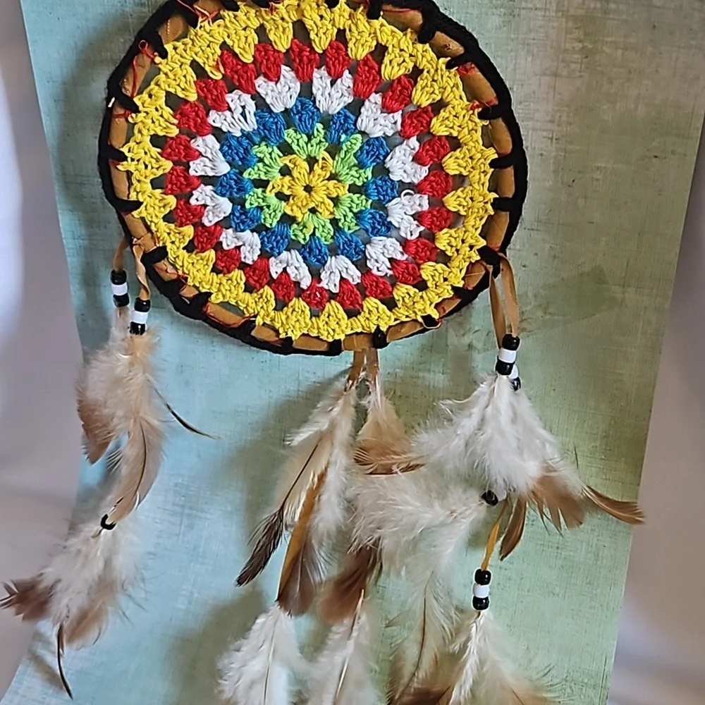 Hand Crafted Crochet Dreamcatcher Feather Decor